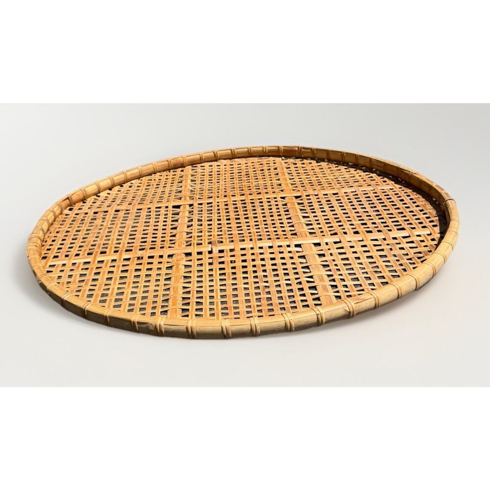 Large MCM Mid-Century Shallow Winnowing Basket 33” Vintage 3552-C